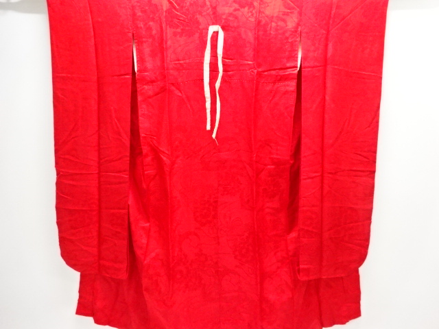 アンティーク　綸子鈴に花籠模様織り出し振袖用長襦袢